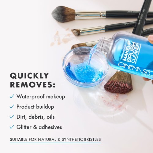 Cinema Secrets Makeup Brush Cleaner - Quick-Drying, Rinse-Free Formula for Professional Use | 8oz & 6oz Bottles