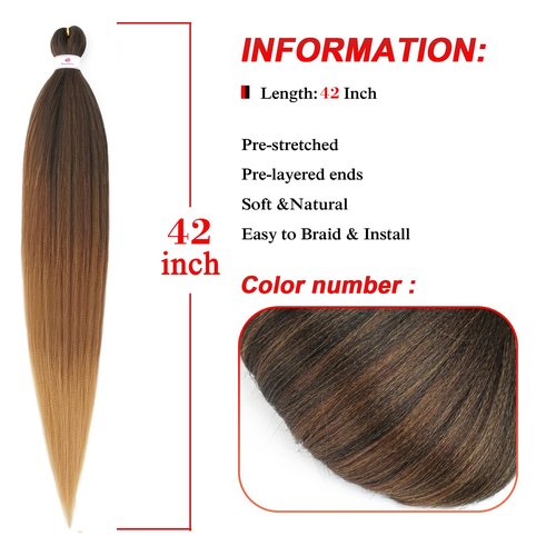 Beyond Beauty Braiding Hair pre stretched, Braids Synthetic Fiber Ombre Yaki Texture, Natural Easy Twist Braids Crochet Hair Hot Water Setting hair extensions