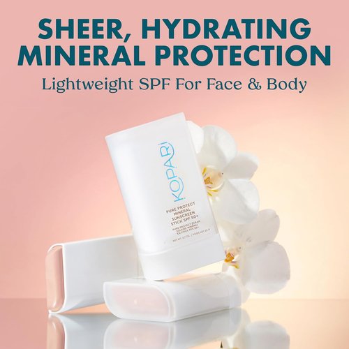 Kopari PURE PROTECT SPF 50+ Mineral Sunscreen Stick - Hydrating Clear Zinc Oxide Formula, Ultra-Portable