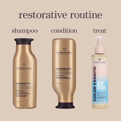 Pureology Nanoworks Gold Shampoo & Conditioner Bundle - Sulfate-Free & Vegan for Color-Treated Hair, 33.8 Fl Oz (2 Pack)