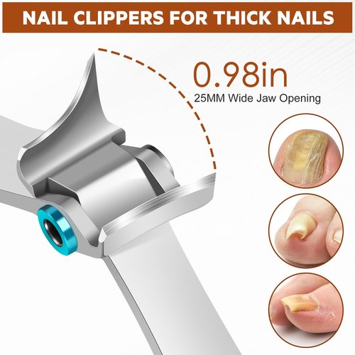 Toenail Clippers for Thick Toenails for Seniors, Ingrown Slant Toe Nail Clippers with Long Handle & Wide Opening, Large Heavy Duty Nail Clippers for Men with Catcher Nail Cutter Gifts for Men Women