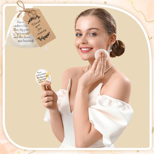 50 Sets 2.76" Inspirational Compact Mirrors Bulk Mother's Day Appreciation Gifts Small Pocket Purse Makeup Mirror Souvenir Bag for Stuffer Items Women Graduation Quinceanera Employee(Gold and White)