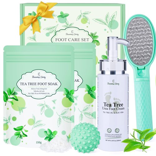 Gift Baskets for Women, Eleanore's Diary 4pcs Tea Tree Foot Soak Set-Suit for Dry Cracked Feet, Foot Care Easter Mothers Day Birthday Gifts, Spa Day Gifts Set for Mom Her Sister Friends Wife Grandma