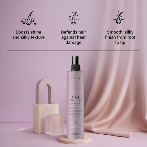 LAKMÉ Teknia Frizz Control Protector - Anti-Frizz Heat Protection Spray for Curly Hair | 10.2 Fl Oz