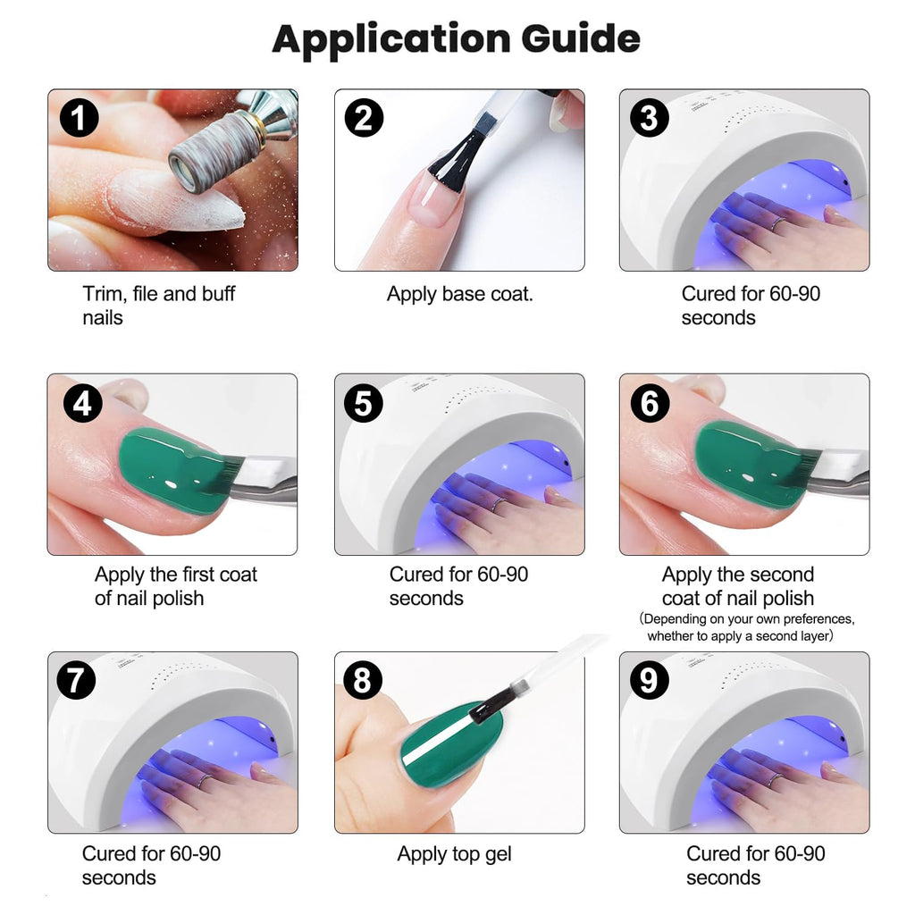 Vishine 4 Colors Green Teal Gel Nail Polish Kit 15ml, Glitter Green Sparkle Gel Nail Polish Set, Drak Green Gel Polish Nail Art Home DIY Salon
