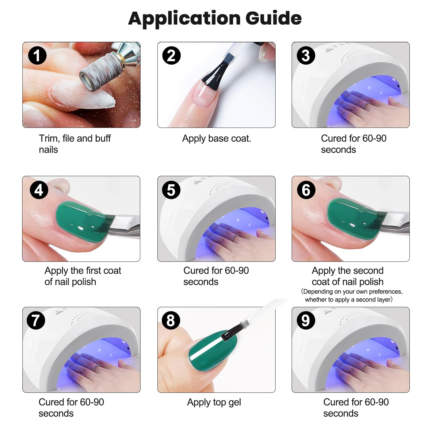 Vishine 4 Colors Green Teal Gel Nail Polish Kit 15ml, Glitter Green Sparkle Gel Nail Polish Set, Drak Green Gel Polish Nail Art Home DIY Salon