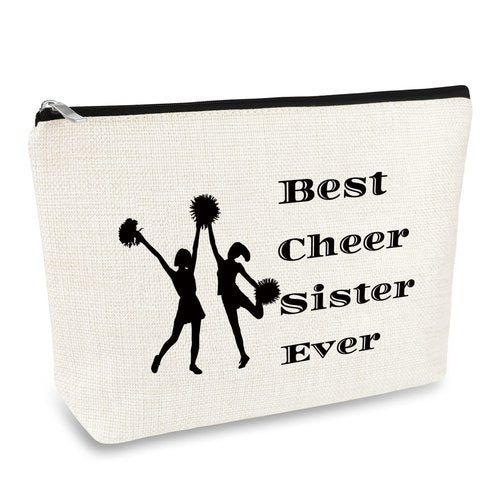 Cheer Gifts Cheer Sister Makeup Bag Gifts for Girls Women Cheerleader Gifts Cheer Team Gift Cheer Friends Friendship Gift Cheerleading Gift Travel Cosmetics Bag Birthday Christmas Graduation Gifts