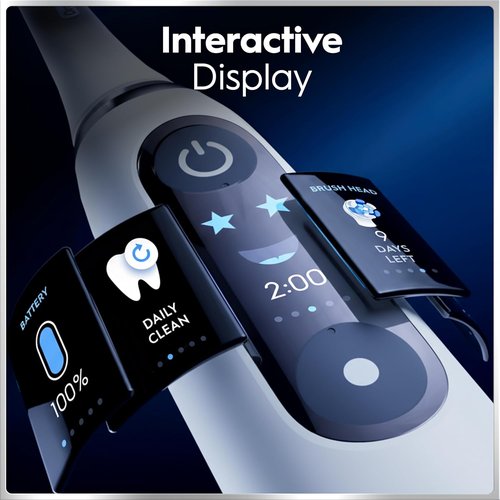 Oral-B iO7 Rechargeable Electric Toothbrush - Deep Clean & Protect, 5 Modes, Interactive Display, White