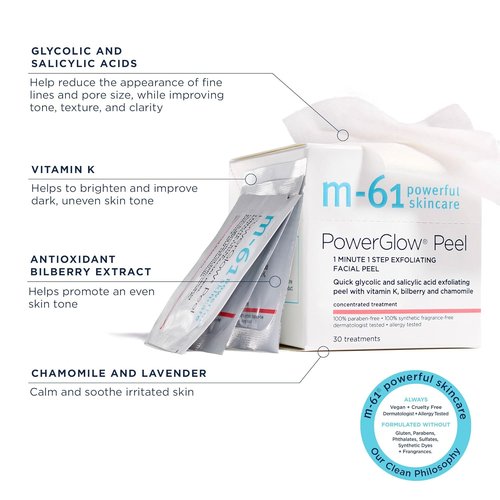 M-61 PowerGlow Peel - Exfoliating Facial Peel with Glycolic & Salicylic Acid | 10 Treatments in 1 Minute