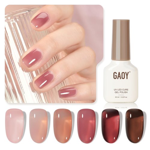 GAOY Rose Garden Jelly Gel Nail Polish Kit - 6 Sheer Colors for Salon Quality Manicure & DIY Nail Art