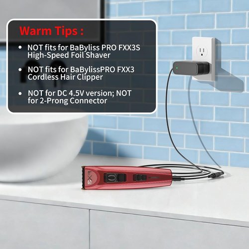 BaByliss PRO FX3 Cordless Hair Trimmer Charger - 12V Adapter Compatible with FX3C Models