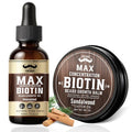 FEBOTE 4X Concentration Biotin Beard Kit for Men – Unscented Oil & Sandalwood Balm Set (2 Pack) – Moisturizes, Softens & Promotes Growth – Premium Beard Grooming Gift for Father’s Day or Him