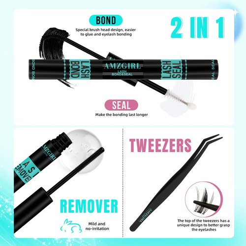 Manga Lash Clusters Kit 144PCS Fairy Eyelash Extension Kit with Lash Bond and Seal, Fake Eyelashes Clusters with Invisible Lash Band, Lash Glue Remover and Lash Applicators (8-16mm Kit,Black Bond)