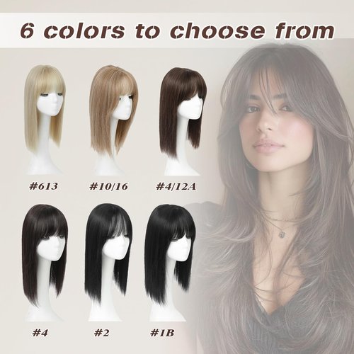 UKLPustar Hair Toppers for Women with Bangs 6.5"x6.5" Large Coverage, Realistic Scalp Hairs Pieces for Women with Thinning Hairs Synthetic Hairs Topper Wiglets Add Hair Volume 16inch