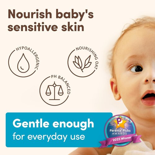 Aveeno Baby Daily Moisture 2-in-1 Body Wash & Shampoo - Gentle, Tear-Free Formula for Sensitive Skin, 18 fl. oz