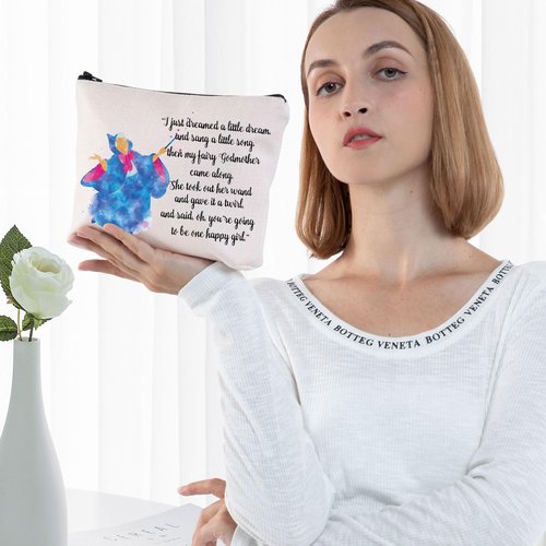 BWWKTOP Fairy Godmother Cosmetic Makeup Bag Fairy Godmother Gifts Fairy Tale Inspired Gifts Magical Princess Makeup Zipper Pouch Bag (i just dreamed)