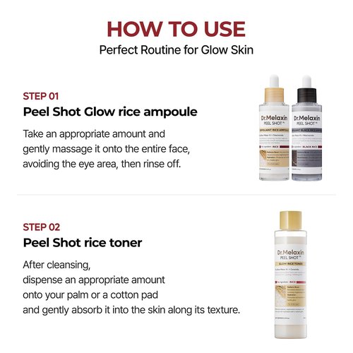 Dr.Melaxin Peel Shot Glow Rice Toner 200ml hydrated Skin Cleansing Skin Korean Skin Care