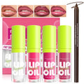 HOSAILY Hydrating Lip Oil & Liner Set - Plumping Gloss with Big Brush Head | 4 Colors Available