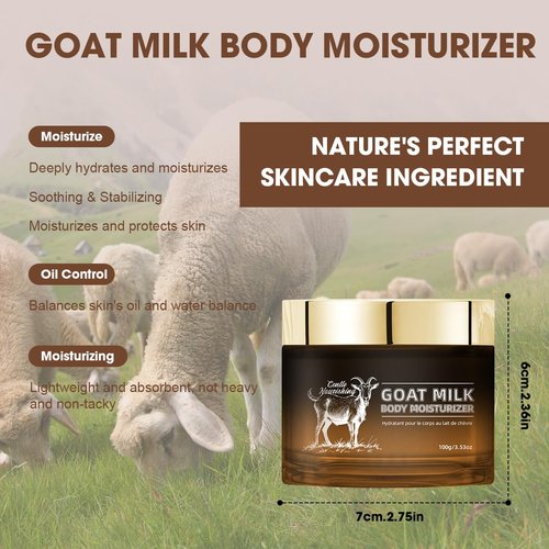 Bmrewax Goat Milk Lotion - Whipped Body Butter Cream with Goat Milk - Deeply Moisturizes, Softens Skin - Natural & Gentle for All Skin Types, 3.53 oz