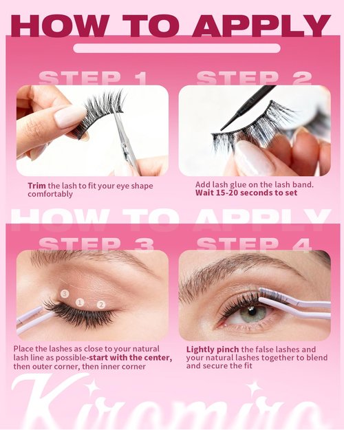 Kiromiro Mink Lashes Fluffy Evil False Eyelashes with Spikes Manga Faux Mink Lashes Wispy Long Dramatic Fake Lash Strips Cat Eye Full Spiky Eyelashes Pack