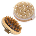 BoAn 2 Piece Shower Brush Set - Natural Wooden Massage Brush for Dry Skin, Lymphatic Drainage and Cellulite Care Body Brush for Exfoliating Body Scrubber and Cellulite Treatment