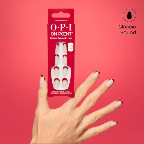 OPI On Point Press On Nails - Short Round & Squoval Styles | 30 Count with Glue | Long Lasting & Reusable