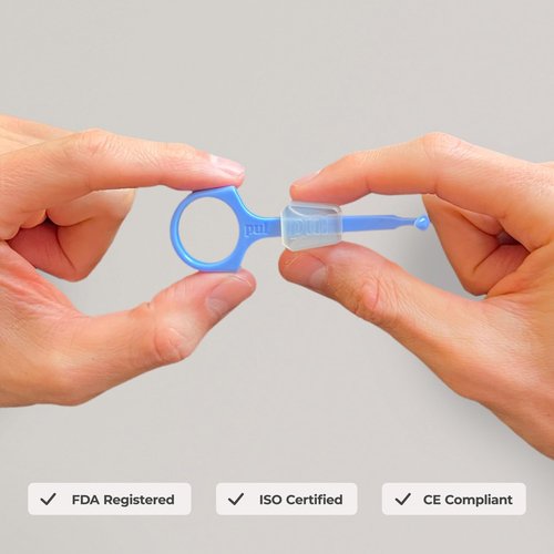 PUL Pack of 2 2-in-1 Invisalign Chewies and Aligner Removal Tool for Clear Aligners, Retainers and Trays - Reusable Invisalign Accessory with Chewy and Remover Hook - Travel Size Seating Tool - Black