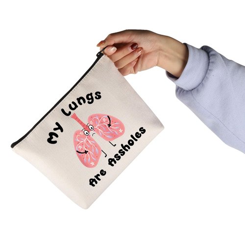 JNIAP Lung Cancer Gift My Lungs Are Assholes Cosmetic Bag - Cancer Warrior Gift for Her or Him
