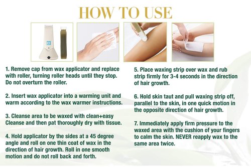 Clean + Easy Sensitive Roll On Wax – Small Wax Refill Cartridges for Delicate & Sensitive Skin, Hair Removal for Face, Brows & Bikini, 3 Pack