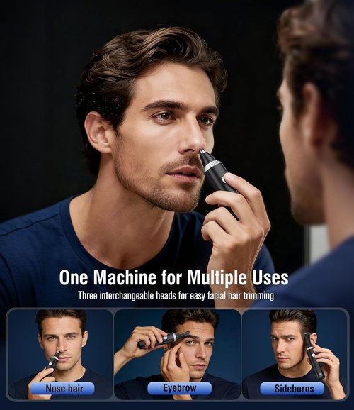 Skiennix Nose Hair Trimmer - 3-in-1 Painless USB-C Rechargeable with LED Display | Waterproof Design