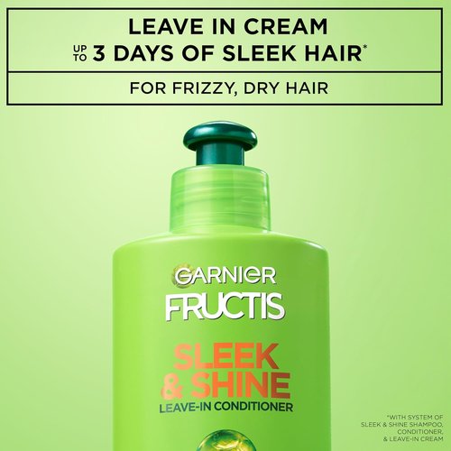 Garnier Fructis Sleek & Shine Leave-In Conditioner - Intense Smooth Formula with Plant Keratin & Argan Oil | 10.2 Fl Oz (Pack of 2)