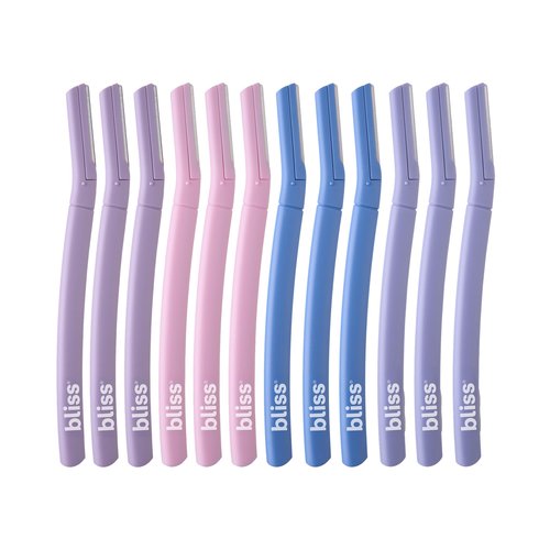 Bliss Stainless Steel Disposable Dermaplaning Tools | Facial Exfoliator and Eyebrow Razor to Dermaplane Peach Fuzz -1 Pack 12 count