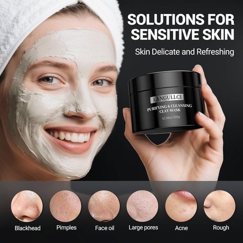 Regine Switzerland Clay Mask - Purifying Kaolin Face Mask for Blackhead Removal & Oil Control | 10.5 oz