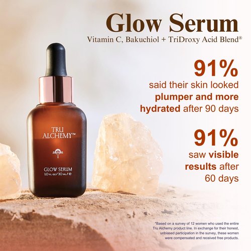 Tru Alchemy Vitamin C Glow Serum - Hydrating Anti-Aging Face Serum with Bakuchiol & Acids | 1 fl oz