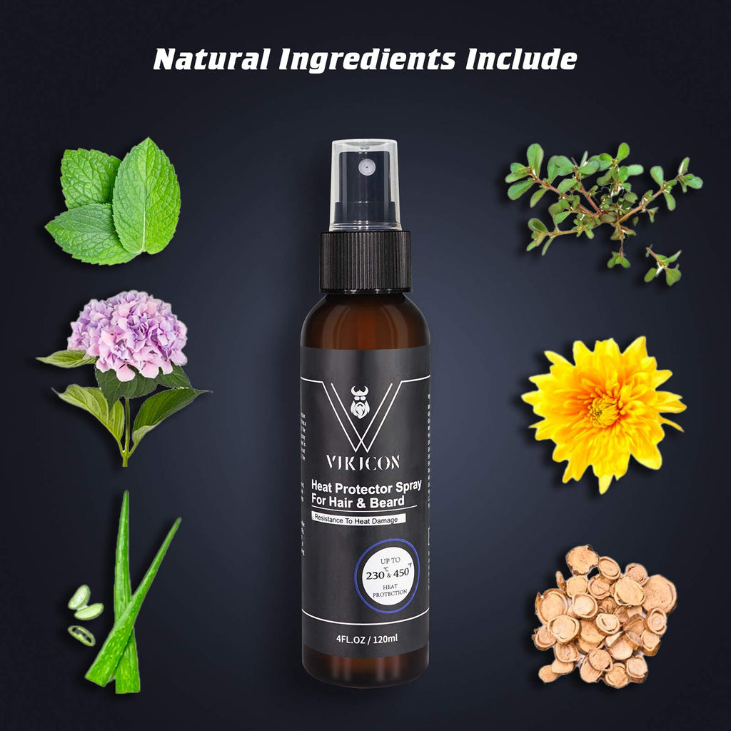 VIKICON Shield Heat Protectant Spray - Blend Prevents Damage & Breakage for Hair and Beard