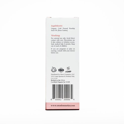 River Cosmetics Organic Rosehip Oil, Cold Pressed Rosehip Oil for Face, Skin Care, Gua Sha, and Hair Care, USDA Certified Organic 100% Pure, Hexane Free, 4 Fl Oz.