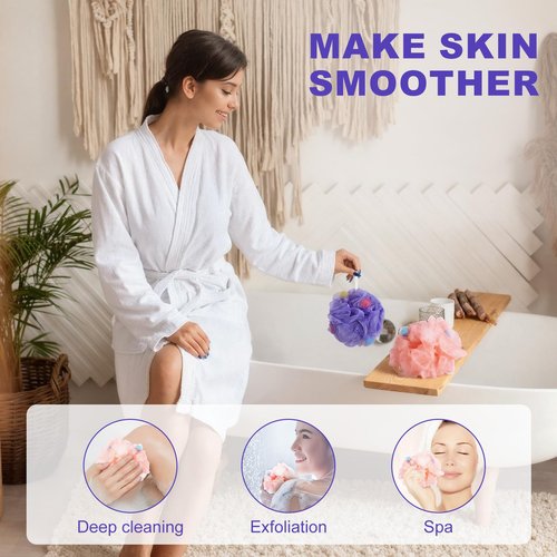 CHENGU 50 Pack Loofah Sponge Bath Sponge Shower Loofah Mesh Shower Ball Bath Pouf Wash Body Puff for Women Men, 30 g (Multicolor,Stylish)