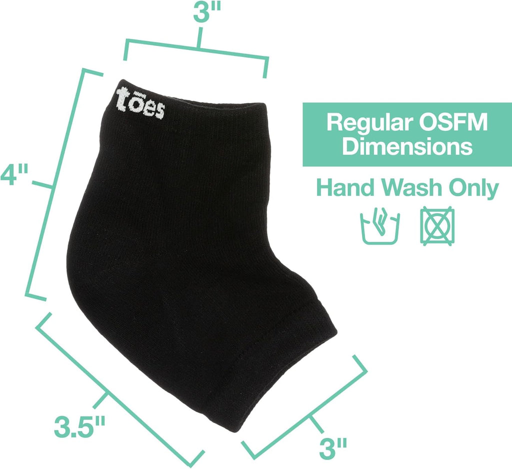 ZenToes Moisturizing Socks - Cracked Heel Treatment with Vitamin E & Jojoba Oil | Cotton Black, Regular Size