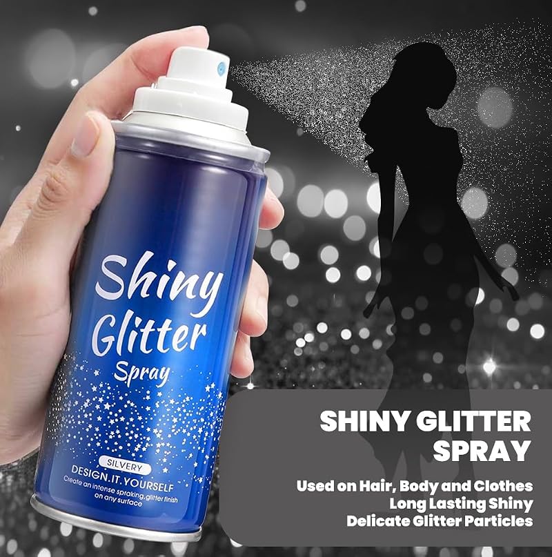 Body Glitter Spray Silver Holographic Hair & Body Glitter - Silver 01#