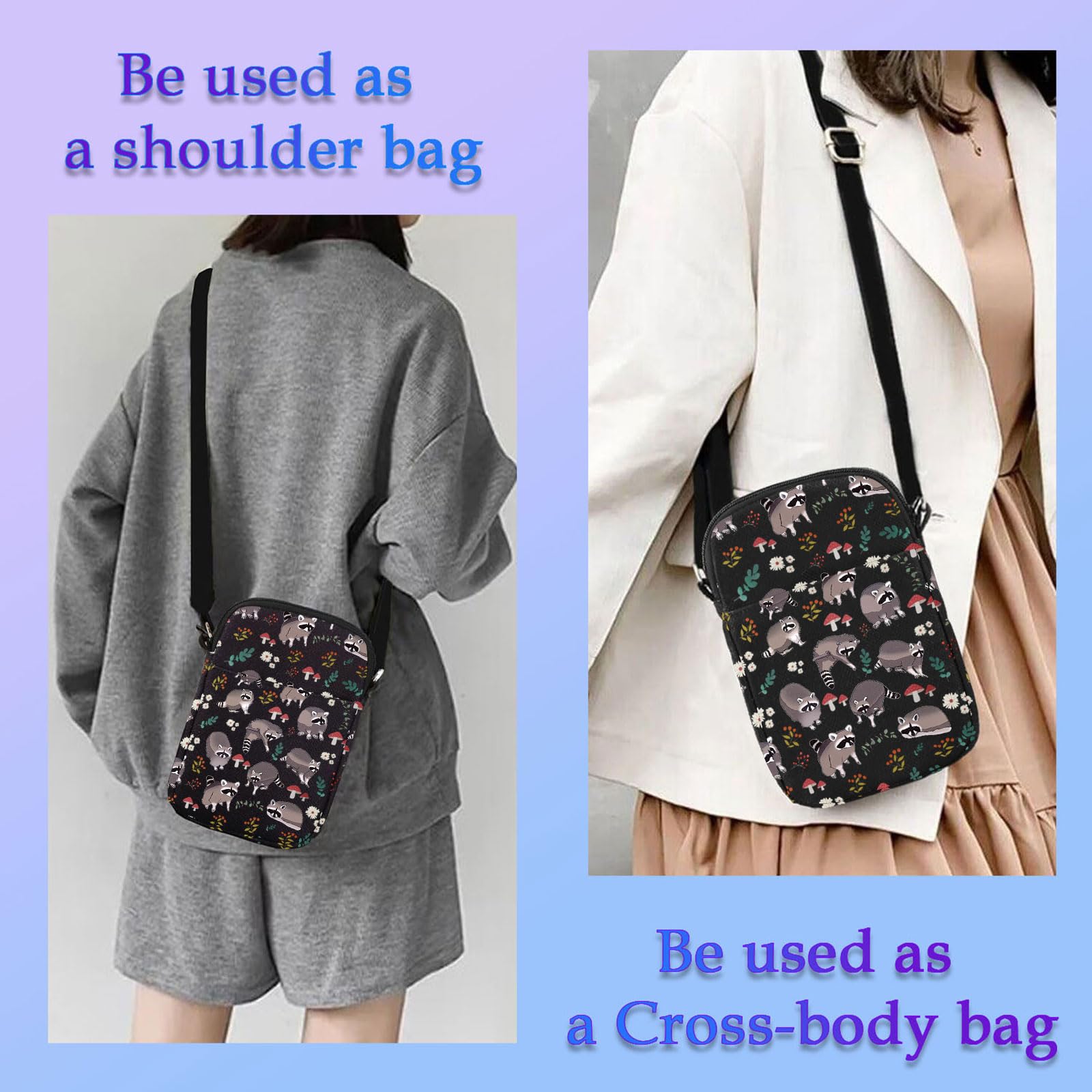 XYANFA Raccoon Makeup Bag Gift For Lover Themed Gift Trash Panda Raccoon Stuff Zipper Pouch(Raccoon Crossbody bag)