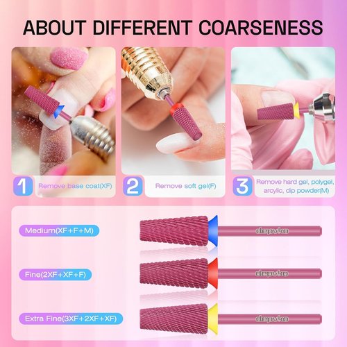 5-in-1 Nail Drill Bit Carbide: 3/32" Shank Nail Bits Quickly Remove Gel, Acrylic, Hard Gel Perfect for Debulking, Shaping Nails, Sealing Cuticles & Removing Rhinestones Left and Right Handed
