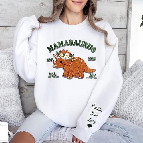 Noni Personalized Mamasaurus Sweatshirt - Custom Embroidered Kid Names | Perfect Gift for Moms & Grandmas