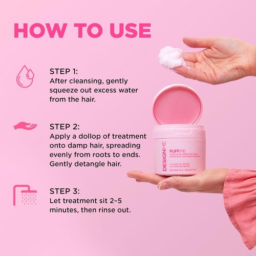 Design.Me PUFF.ME Volumizing Treatment Whip - Lightweight Hair Mask with Hyaluronic Acid for Fine & Medium Hair | Adds Volume & Thickness
