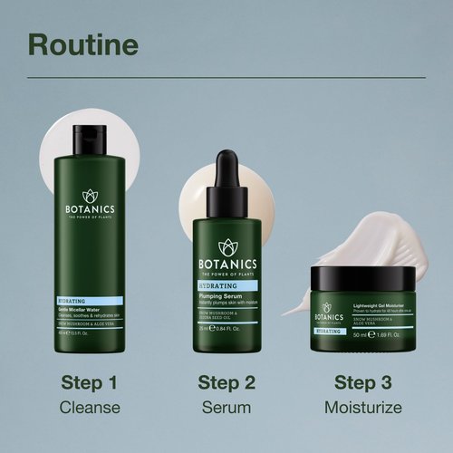 Botanics Lightweight & Hydrating Face Moisturizer for Women & Men - Gel Facial Moisturizer for Dry Skin - Enriched with Snow Mushroom & Aloe Vera - Vegan & Cruelty-Free 48-Hour Hydration (1.69 Fl Oz)