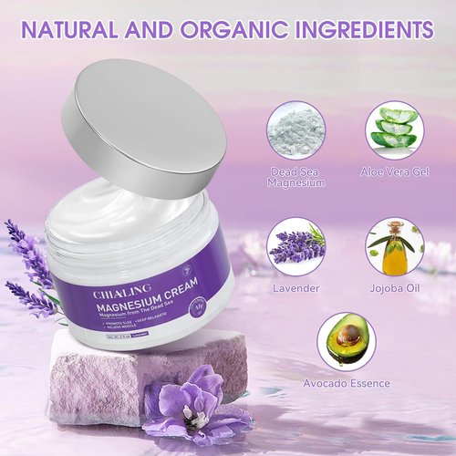 Chialing DeadMagnesium Cream - Natural Lavender Magnesium Lotion from The Dead Sea | 4 oz, Made in USA
