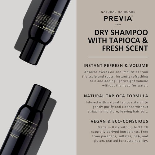 PREVIA Extra Life Dry Shampoo - Instant Scalp Refresh with Natural Tapioca Starch | Absorbs Oil & Impurities | 6.76 oz