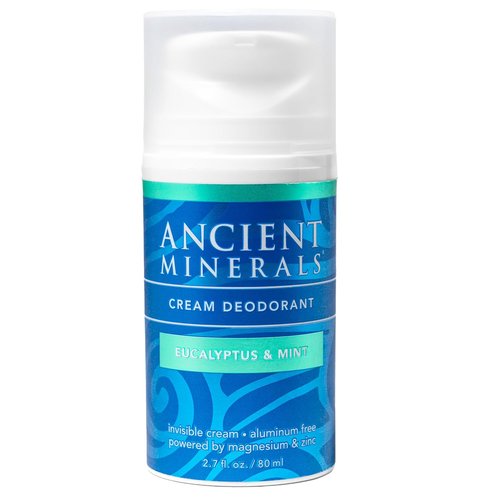 Ancient Minerals Natural Deodorant Cream - Eucalyptus & Mint, Aluminum-Free, Vegan, 2 oz for Sensitive Skin