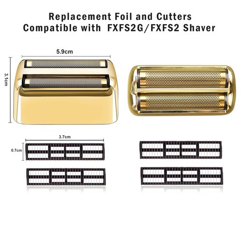 BaBylissPRO Replacement Foil and Cutters - 2 Pack for FXFS2 Double Foil Shaver | Gold Finish
