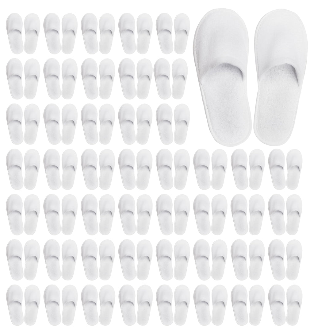 Winterlace Hotel Spa Slippers 48 Pairs Bulk Disposable Non Slip Travel Closed Toe Guest Unisex (White, US Footwear Size System, Adult, Women, Alpha, Medium, Large)