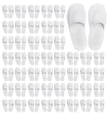 Winterlace Hotel Spa Slippers 48 Pairs Bulk Disposable Non Slip Travel Closed Toe Guest Unisex (White, US Footwear Size System, Adult, Women, Alpha, Medium, Large)